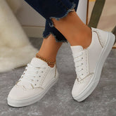 INGVN Women's Sneakers Lace Up Ladies Flat Shoes for Women 2026 Autumn Vulcanized Shoes Comfort Fashion Woman Flats Shallow New