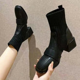Ingvn Female Ankle Boots Sock Short Shoes For Women Elastic Booties Brown Footwear Comfortable And Elegant On Offer Korean Style Pu