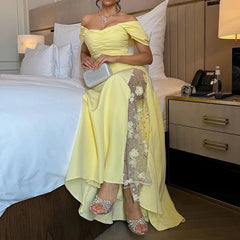 Elegant Mesh Lace Floral Gown Long Dress Women Sexy Off Shoulder Slim Evening Dress Fashion Hight Waist Solid Party Dresses