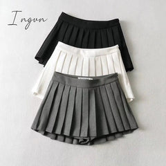 Ingvn - Summer High Waist Skirts Womens Sexy Mini Skirts Vintage Pleated Skirt Korean Tennis Skirts Short White Black