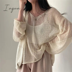 Ingvn - Lazy Style Full Sleeves Jumpers Tops Hollow Out Sexy Women Fashion Casual Streetwear Chic Femme Sweaters Pullovers