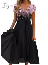 Ingvn - Women's Casual Dress Lace Dress Sheath Dress Midi Dress Black Blue Purple Short Sleeve Floral Ruched Fall Spring Summer V Neck Stylish Vacation Weekend 2023 S M L XL XXL 3XL 4XL 5XL
