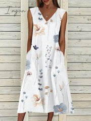 Ingvn - Women's Two Piece Dress Set Casual Dress Print Dress Outdoor Daily Fashion Elegant Pocket Print Midi Dress V Neck Half Sleeve Floral Regular Fit Pink Blue Purple Summer Spring S M L XL XXL