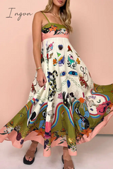 Ingvn - Sexy Vacation Print Sling Dress Dresses
