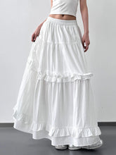 Elastic Waist Ruffle Maxi Skirt