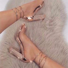 High Heels Women's Shoes On Offer Free Shipping Summer Rhinestone Bling Luxury Fashion Cross-tied Party Wedges Ladies Pumps