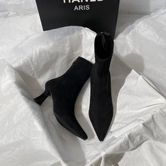 Pointed Toe Women Sock Short Boots Fashion Side Zipper Ankle Booties Thick High Heel Autumn Winter Ladies Shoes Botas Femininas