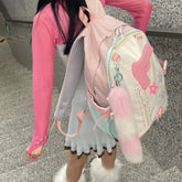 Ingvn Y2k Japanese Original Pink Girl Pistol Star Backpack Personalized High Capacity College Schoolbags Sweet Cool Girl Shoulder Bag