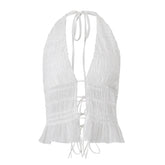 White Sexy Skirt 2 Piece Set Women Elegant Fashion Halter Crop Top And Maxi Skirt Female Beach Party Two Piece Set
