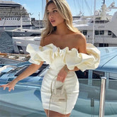 Ingvn - Women's Ruffled Off-shoulder Tube Top Backless Dress