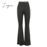 Ingvn - Fashion Trends Cyber Y2k Flare Pants E Girl Style Sexy Strechy Trousers Women Lace Up V Waist Low Rise Harajuku Black Pants C85-BB22