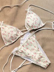 Voguable New Triangle Bikinis Sexy Bathing Suit Adjustable String Swimwear Women Thong Bikini Set Print Swimsuit Beach Wear