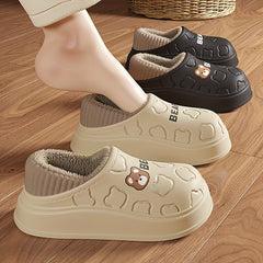 Cozy Winter Bear Slippers - Cute Cartoon Waterproof, Plush Lined EVA, Indoor/Outdoor Comfort