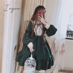 Ingvn - Quality Kawaii Lolita Style Dress Women Lace Maid Costume Dress Costume Sweet Gothic Party Robe Renaissance sSpring