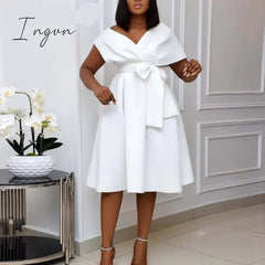 Ingvn - Women Solid Elegant Evening Party Dress Formal Classy Party Gowns Dress
