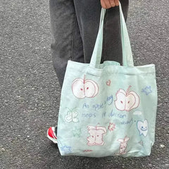 Ingvn High Capacity Women Shoulder Bag Fashion Korean Aesthetics Print Tote Bag Casual Versatile Scrawl Canvas Ladies Hand Bags