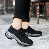 Womens Solid Color Chunky Low Top Sneakers - Breathable, Lightweight, Slip-On Shoes with EVA Insole and PU Sole - Perfect for Casual Outdoor Activities All Season