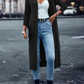 Plus Size Womens Flowy Cardigan - Comfortable Solid Color, Long Sleeve, Soft Stretch, Open Front Longline Design - Perfect Casual Wear for Everyday Style