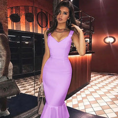 Ingvn - New Summer Women White Bandage Dress Sexy Spaghetti Strap Sleeveless Bodycon Club Celebrity Evening Party Lady Dress
