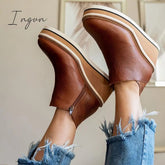Ingvn - Women Solid Color Wedge Ankle Boots