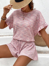 Heathered Round Neck Top and Shorts Set