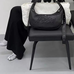INGVN Personality Embroidery Punk Purses and Handbags Streetwear Shoulder Crossbody Bag Y2k All Match Vintage Top-Handle Bags Women