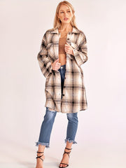 Stylish Long Plaid Cardigan Shirt Jacket Coat for Women - Retro Chic Outerwear for Cold Weather - Soft, Warm, and Cozy