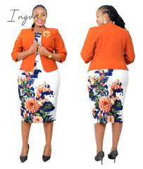Ingvn - Womens Fashion African Clothes 2XL-5XL Christmas African Dresses for Women Fall Winter Clothing Femme Coat + Print Bondycon Dress