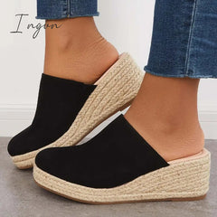 Ingvn - Espadrilles Mule Wedges Slip on Backless Sandals