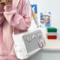 Ingvn Candy Colour Cute Shoulder Bag Anime Expo Transparent Badge Display Messenger Bag Women Doll Itabag Crossbody Bag