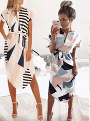 Ingvn - 2023 Summer Beach Maxi Dress Women Floral Print Boho midi Dress Ruffles Wrap Casual V-Neck Split Sexy Party Dress Robe