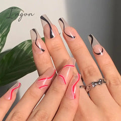 Extra Long Coffin Ballerina False Nails Fake Nails With Designs Press On Nails Manicure Tool Nail Accessory Full Cover Nail Tips