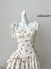 Summer Korean Cute Core Sweet Prom Gown Mori Girl Sweet Ballet Core Mini Dress Evening Women Coquette One-Piece Party Frocks New