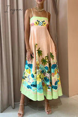Ingvn - Casual Vacation Floral Patchwork Sling Dress Dresses