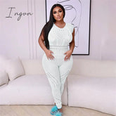 Ingvn - Hollow Out Knitted Mesh Jumpsuits Women Sexy See Through Long Sleeve Hipster Stretchy Skinny Overalls Clubwear Romper