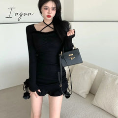 Ingvn - Spring Korean Sexy Party Mini Dress Women White Casual Vintage Sweet Elegant Dress Female New Black Slim Designer Y2k Dress