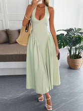 Halter Neck Ruched Midi Dress