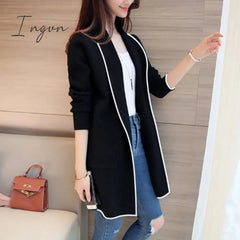 Ingvn - Womens Fashion Autumn Winter Long Cardigan Female Casual Women Pocket Cardigan Sweater Knitted Cardigans All-match For Women Jacket Tops