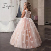 Ingvn - Vintage Flower Girls Dress for Wedding Evening Children Princess Party Pageant Long Gown Kids Dresses for Girls Formal Clothes