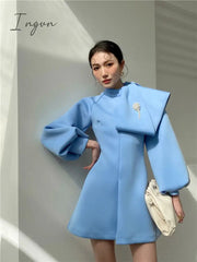 Ingvn - Women's Lantern Sleeve Dress Female Vintage Fashion O-neck Elegant Trendy Sense Dresses 2023 Spring New