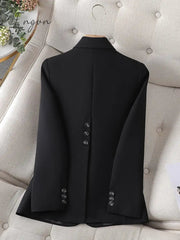 Ingvn - Single Button Blazers for Women 2023 New Spring Long Sleeve Slim Women Blazer Chic Office Ladies Notched Solid Coat