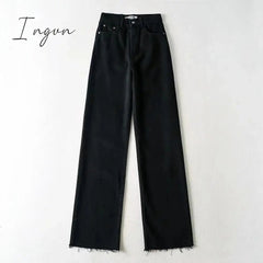 Ingvn - Spring Outfits Casual Fashion Straight Leg Women's Jeans Denim Bottom Harajuku Boyfriend Long High Waist Baggy Jeans Fall Pants