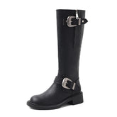 Ingvn Winter Soft Leather Women Knee High Boots Fashion Back Zippers Modern Long Booties Designer Flats Botas De Mujer