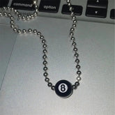 Creative Black 8 Billiard Pendant Beads Necklace For Women Men Hip Pop Punk Unusual Titanium Steel Neck Chains Fashion Jewelry