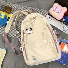 Ingvn Girls Black Travel Waterproof School Bag Women New Nylon Laptop Book Bag Trendy Fashion Cute Female College Backpack Cool