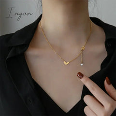 New Fashion Simple Golden Heart Pendant Zircon Tassel Adjustable Necklace for Women Sweet Elegant Party Jewelry Gifts