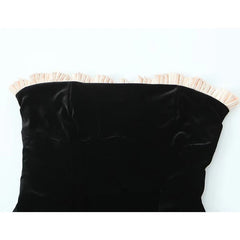 Black Strapless Christmas Dress Sexy A Line Vintage Velvet Party Mini Dresses Elegant Women Dresses