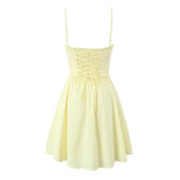 New Women Blue Elegant Party Mini Dresses Sexy Sleeveless Low Waist A-line Summer Dress Lace Up Back Robe