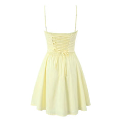 New Women Blue Elegant Party Mini Dresses Sexy Sleeveless Low Waist A-line Summer Dress Lace Up Back Robe