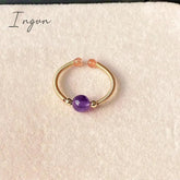 New Fashion Simple Colorful Crystal Natural Stone Opening Ring for Women Exquisite Copper Ring Sweet Elegant Party Jewelry